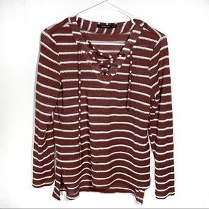 Doe & Rae pink and white striped lightweight sweater S